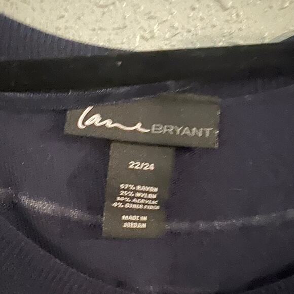 NWOT Lane Bryant Women's Long Sleeve Sweater Shirt 22/24 Navy Blue Sheer Layer - Picture 2 of 6